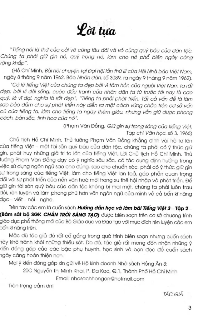 HƯỚNG DẪN HỌC VÀ LÀM BÀI TIẾNG VIỆT LỚP 3 - TẬP 2 (Bám sát SGK Chân trời sáng tạo)